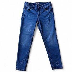 SO Peace Print Girls Jeans - Blue
